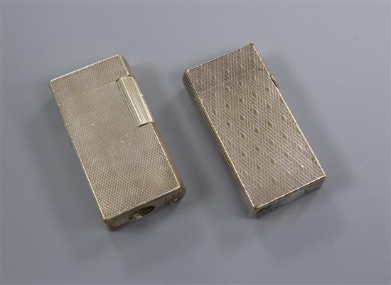 Two Dunhill silver plated Rollagas lighters